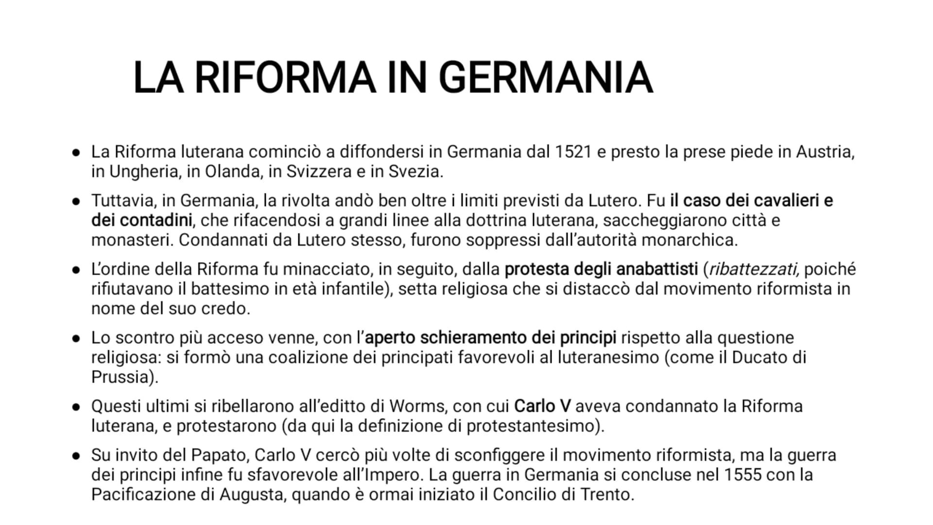 RIFORMA E CONTRORIFORMA INTRODUZIONE
La riforma protestante o luterana è il movimento religioso, con risvolti politici di tipo rivoluzionari