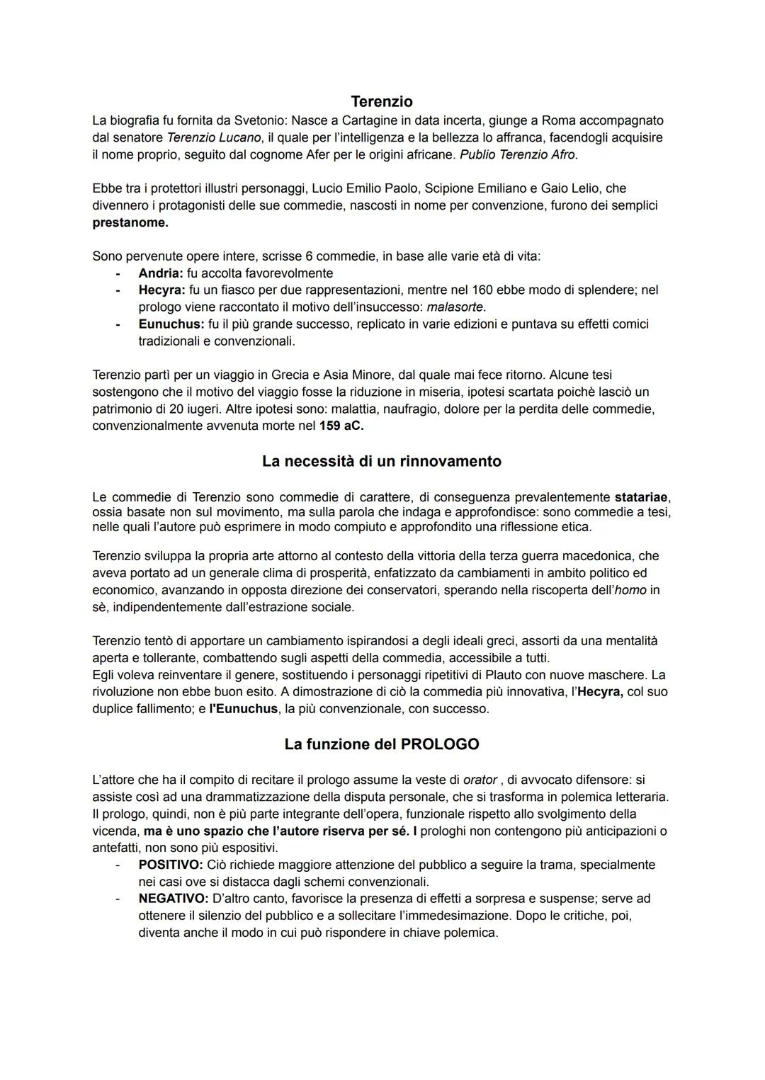 # Terenzio

La biografia fu fornita da Svetonio: Nasce a Cartagine in data incerta, giunge a Roma accompagnato
dal senatore Terenzio Lucano,