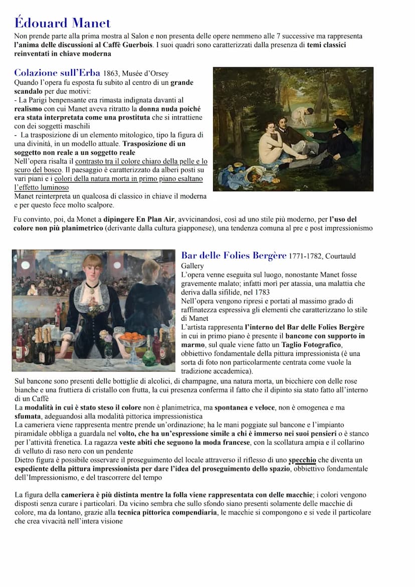 Impressionismo
Parigi 1860 1870
È un movimento artistico che vede un allontanamento dalla produzione accademica; infatti gli artisti ricerca
