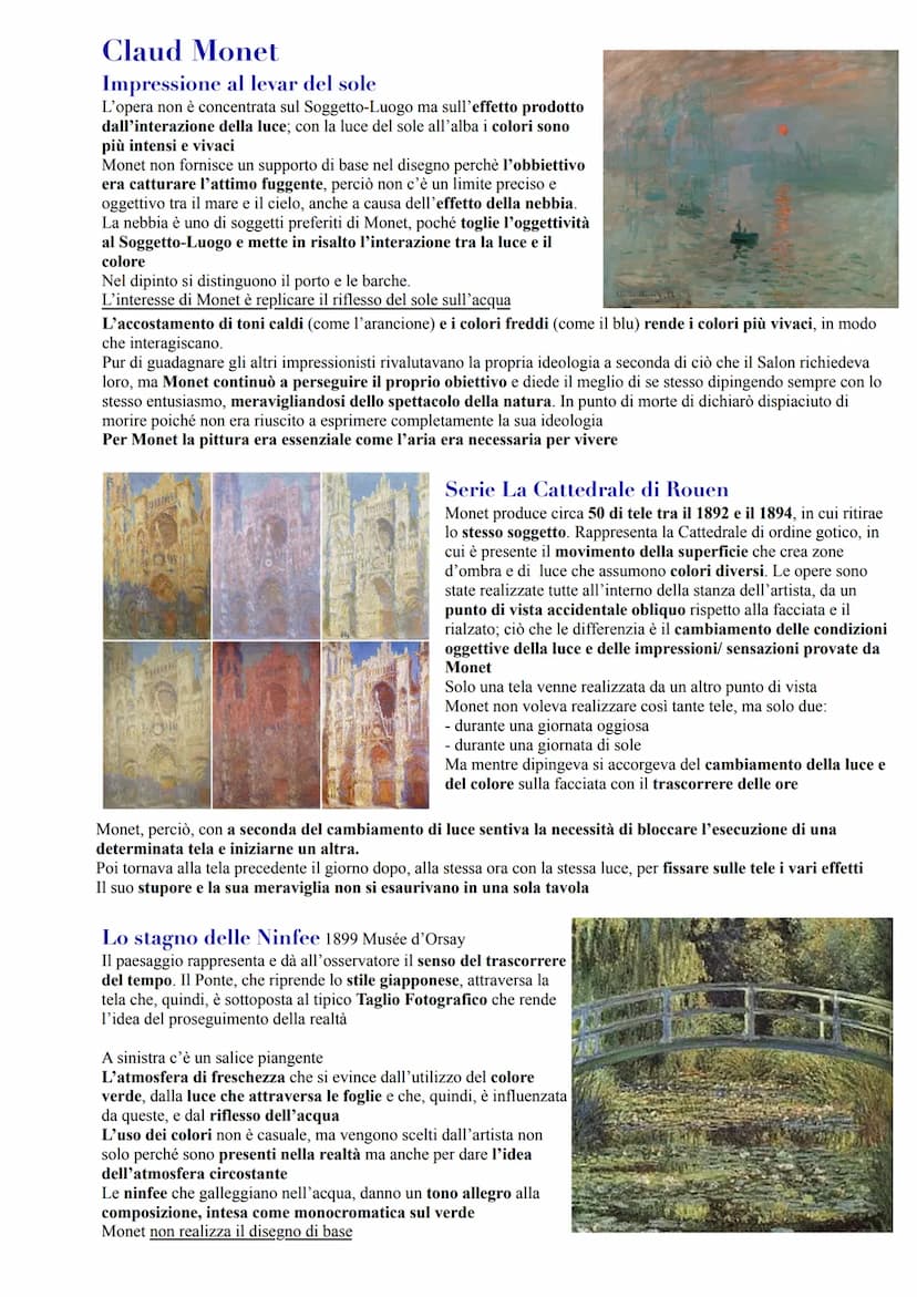 Impressionismo
Parigi 1860 1870
È un movimento artistico che vede un allontanamento dalla produzione accademica; infatti gli artisti ricerca