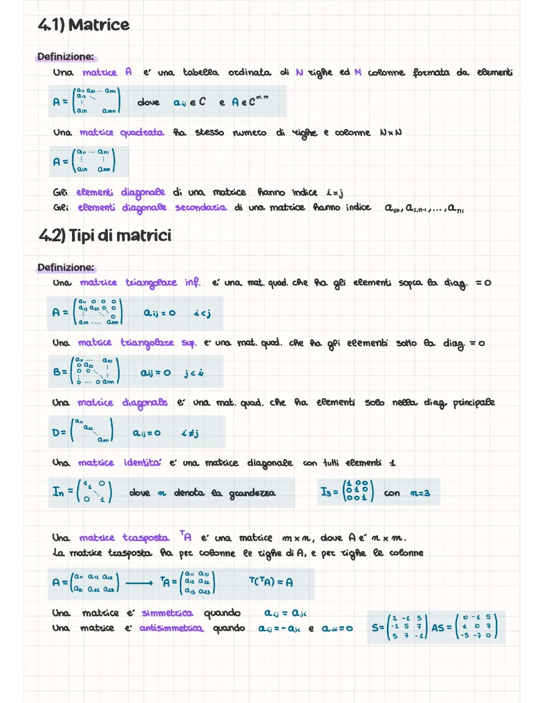Algebra Lineare - Matrici