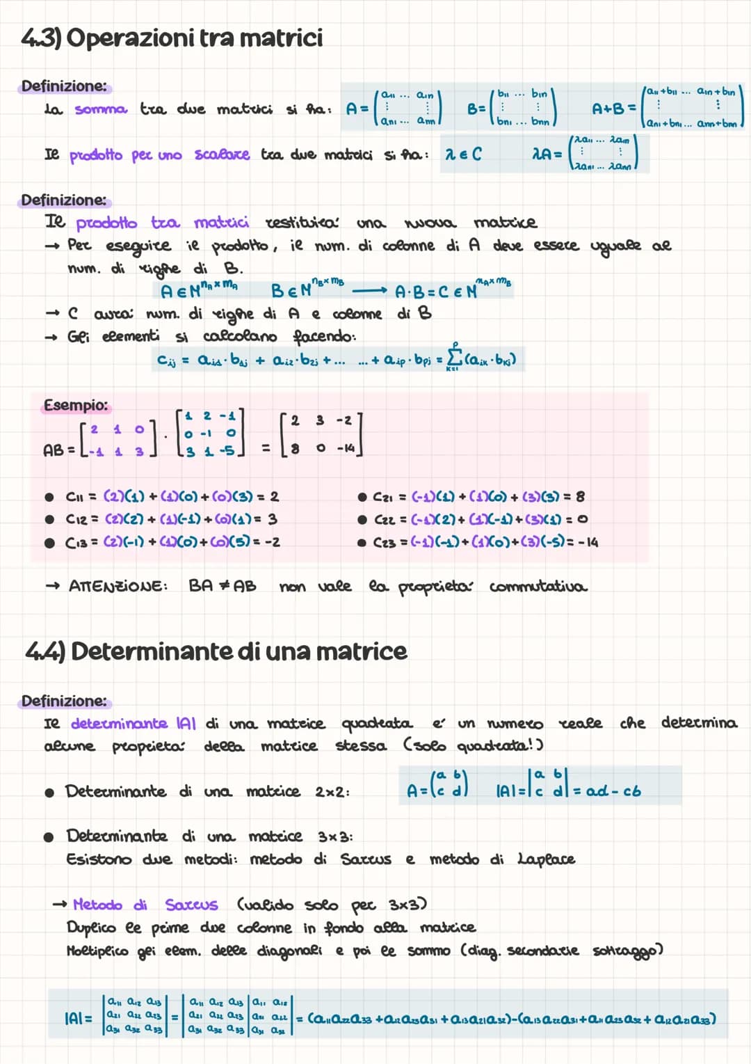 4.1) Matrice
Definizione:
Una matrice A e una tabella ordinata di N eighe ed M colonne formata da elementi
A=
a azı amı
Qiz ....
ain
dove
aj