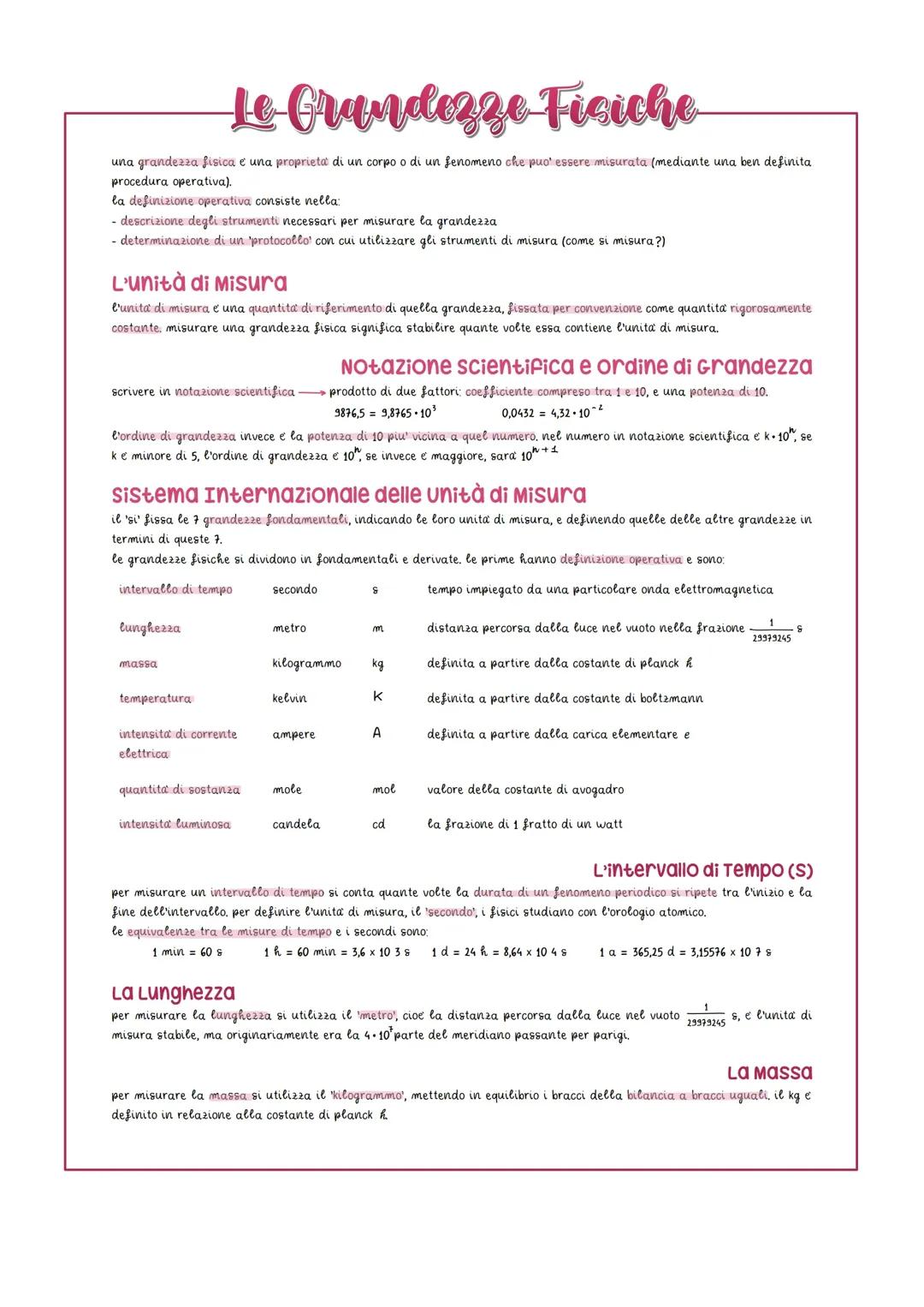 Le Grandezze Fisiche
