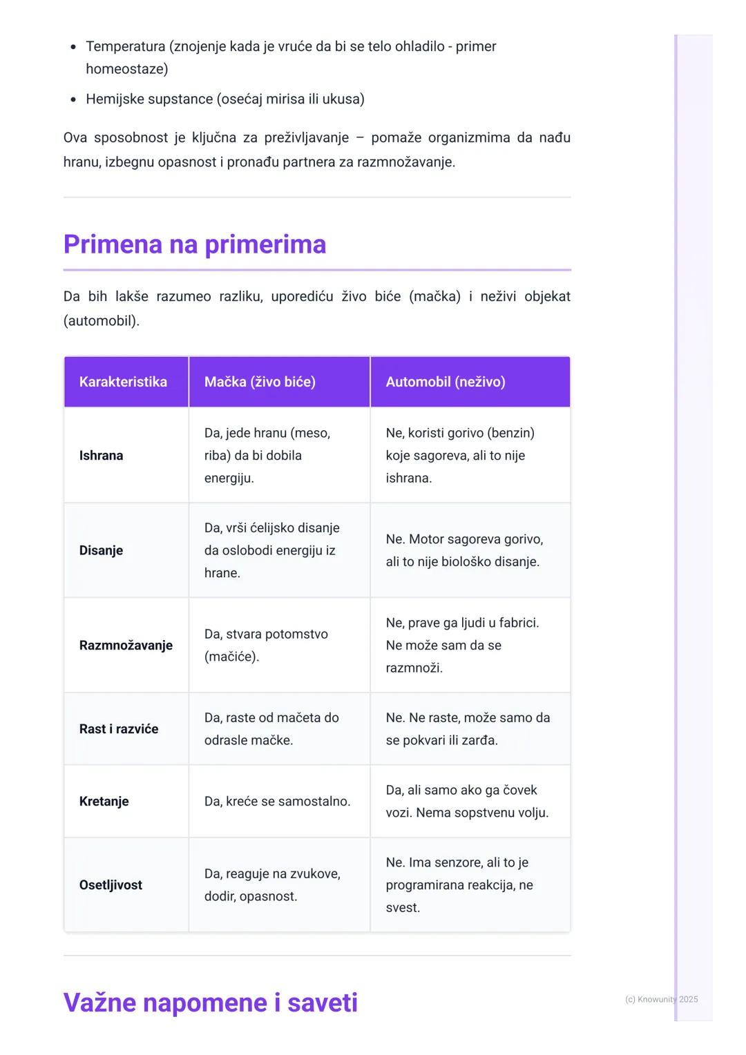 # Karakteristike živih bića

## Uvod u karakteristike živih bića

Sva živa bića na Zemlji, od najmanje bakterije do najvećeg plavog kita, de