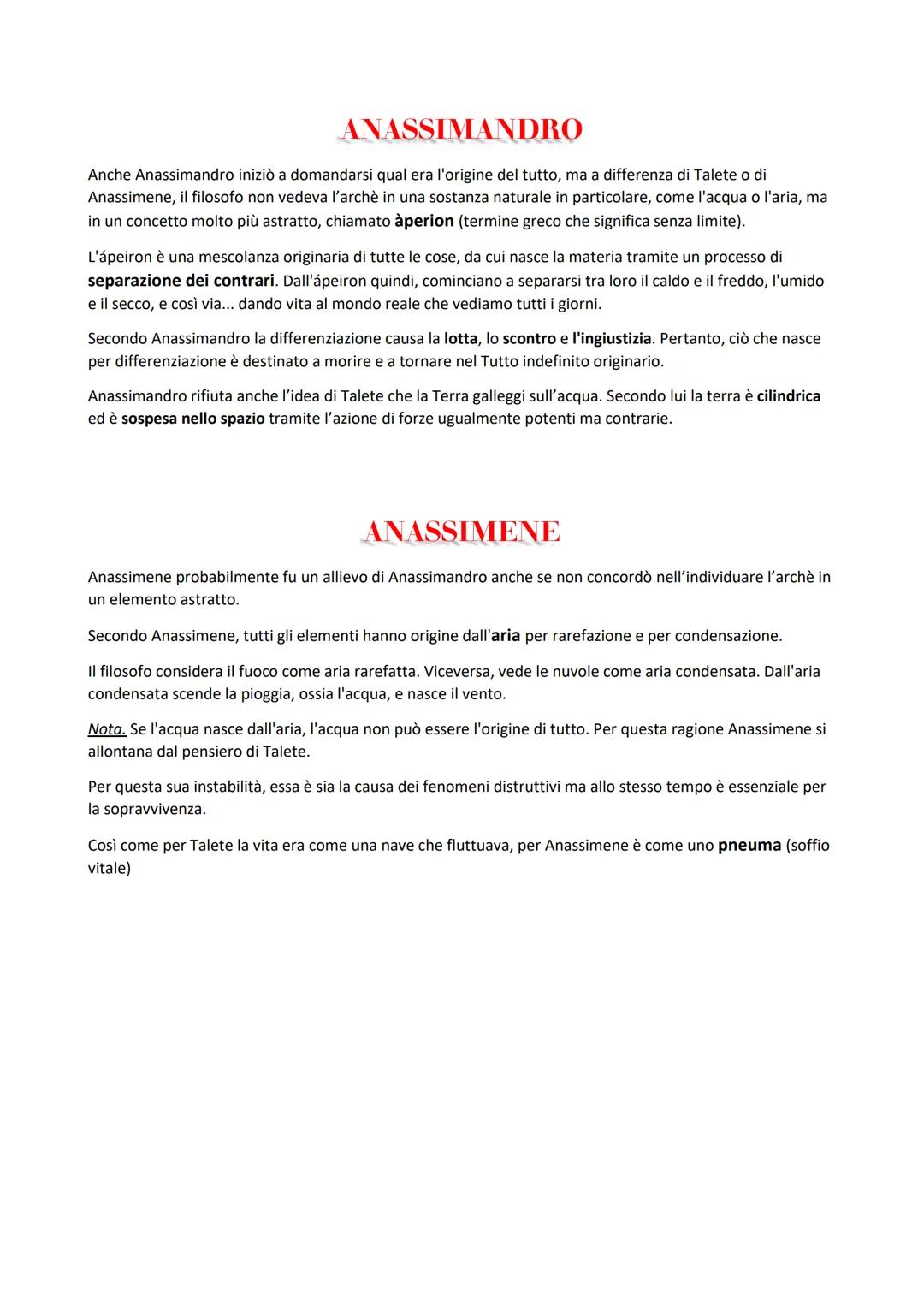 # ANASSIMANDRO

Anche Anassimandro iniziò a domandarsi qual era l'origine del tutto, ma a differenza di Talete o di
Anassimene, il filosofo 