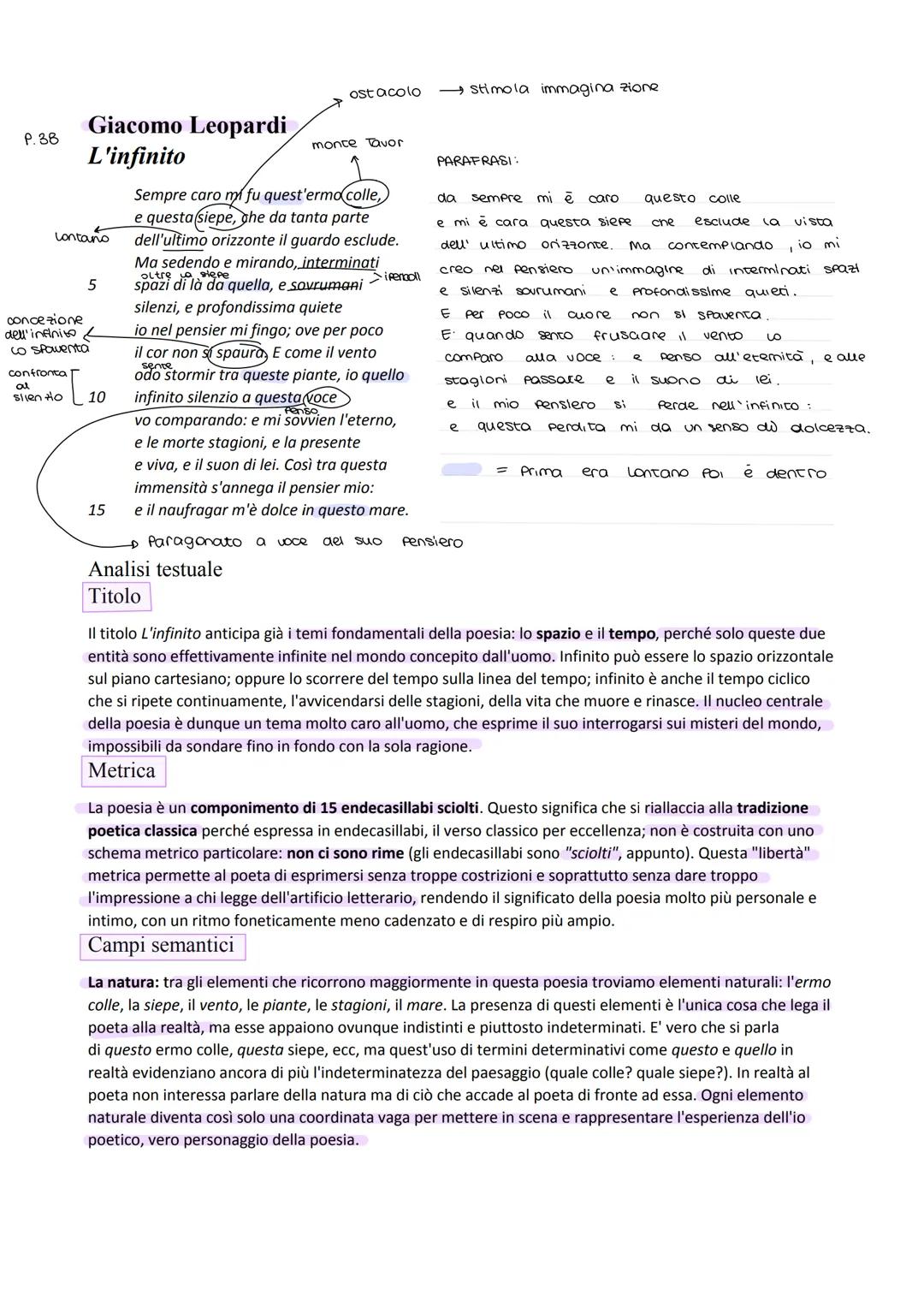 P. 38
contano
concezione
dell'infinito
co spaventa
Giacomo Leopardi
L'infinito
confronta
al
slien to
5
10
15
ost acolo
monte Tavor
Sempre ca