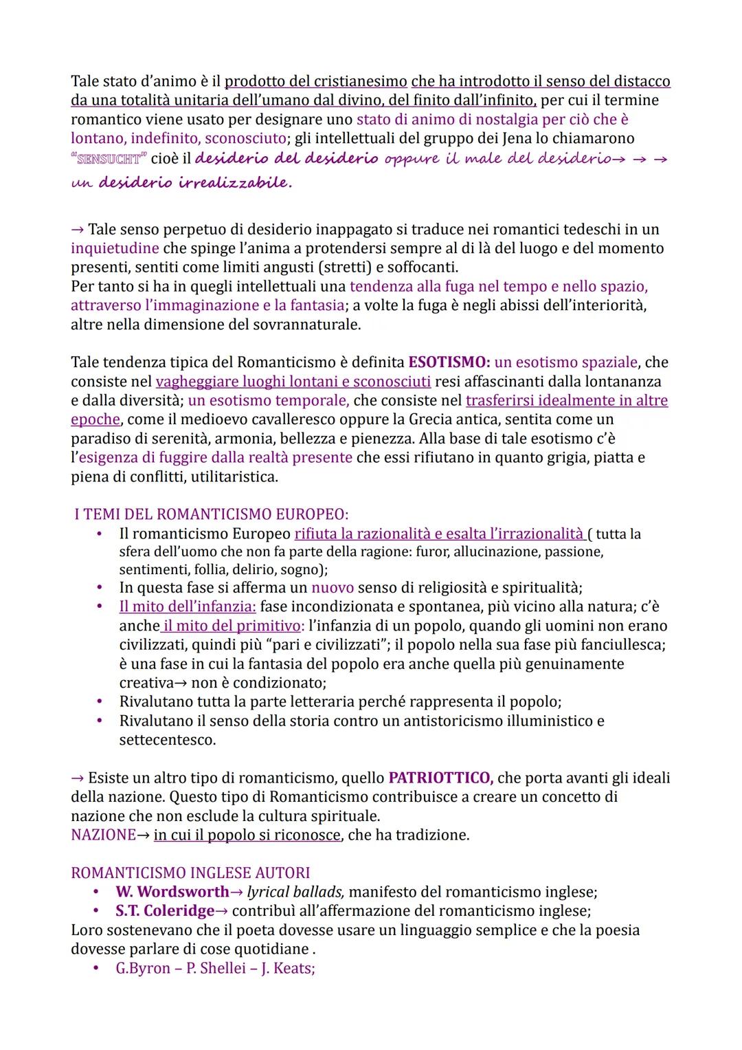 É un movimento culturale molto diverso dall'illuminismo; il
termine romanticismo indica una poesia che trasmette
inquietudine. Esistono due 