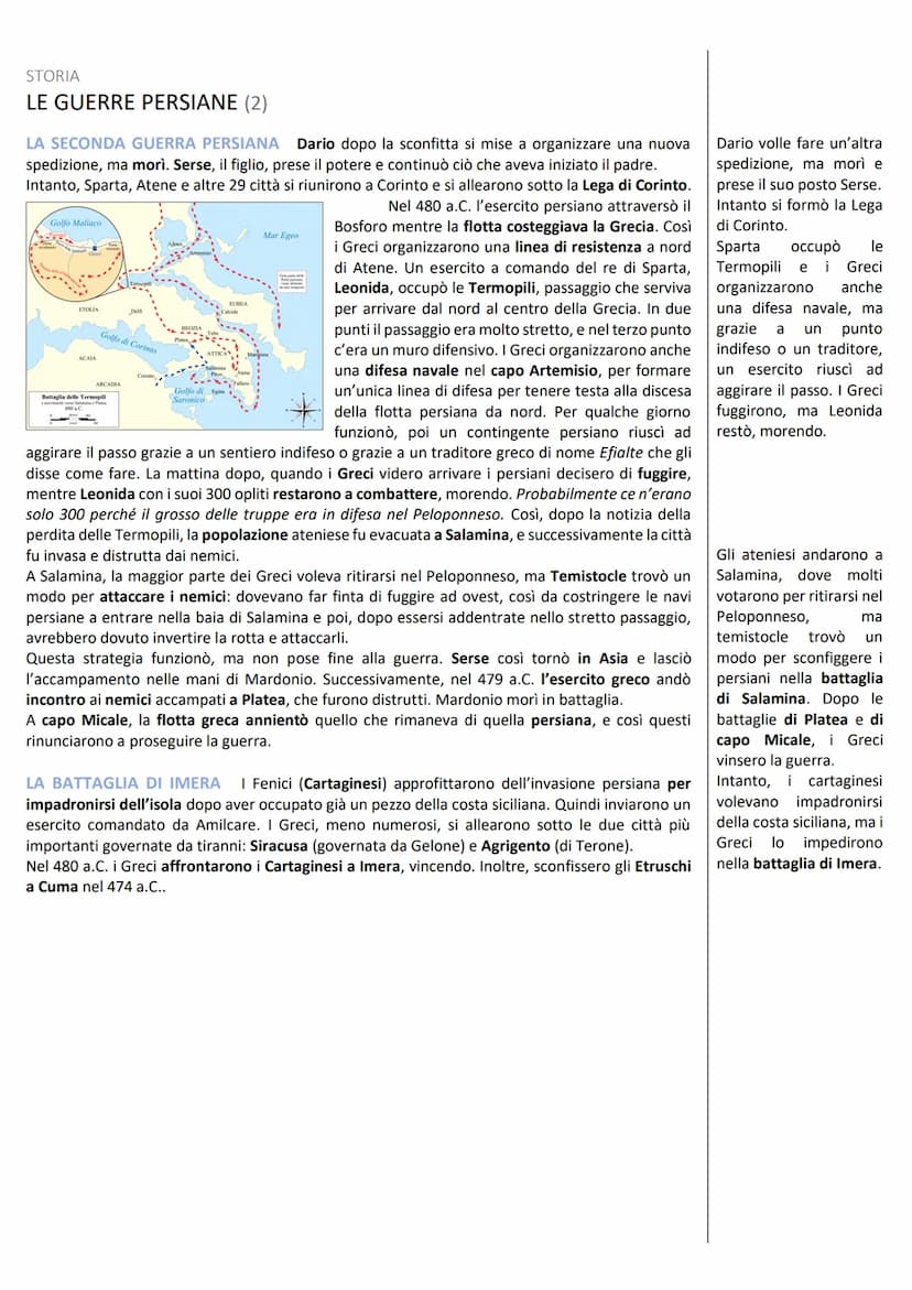 STORIA
LE GUERRE PERSIANE (1)
LE POLEIS GRECHE E PERSIA Nel VI secolo a.C. in molte poleis greche (come le Cicladi, Samo e
le colonie greche