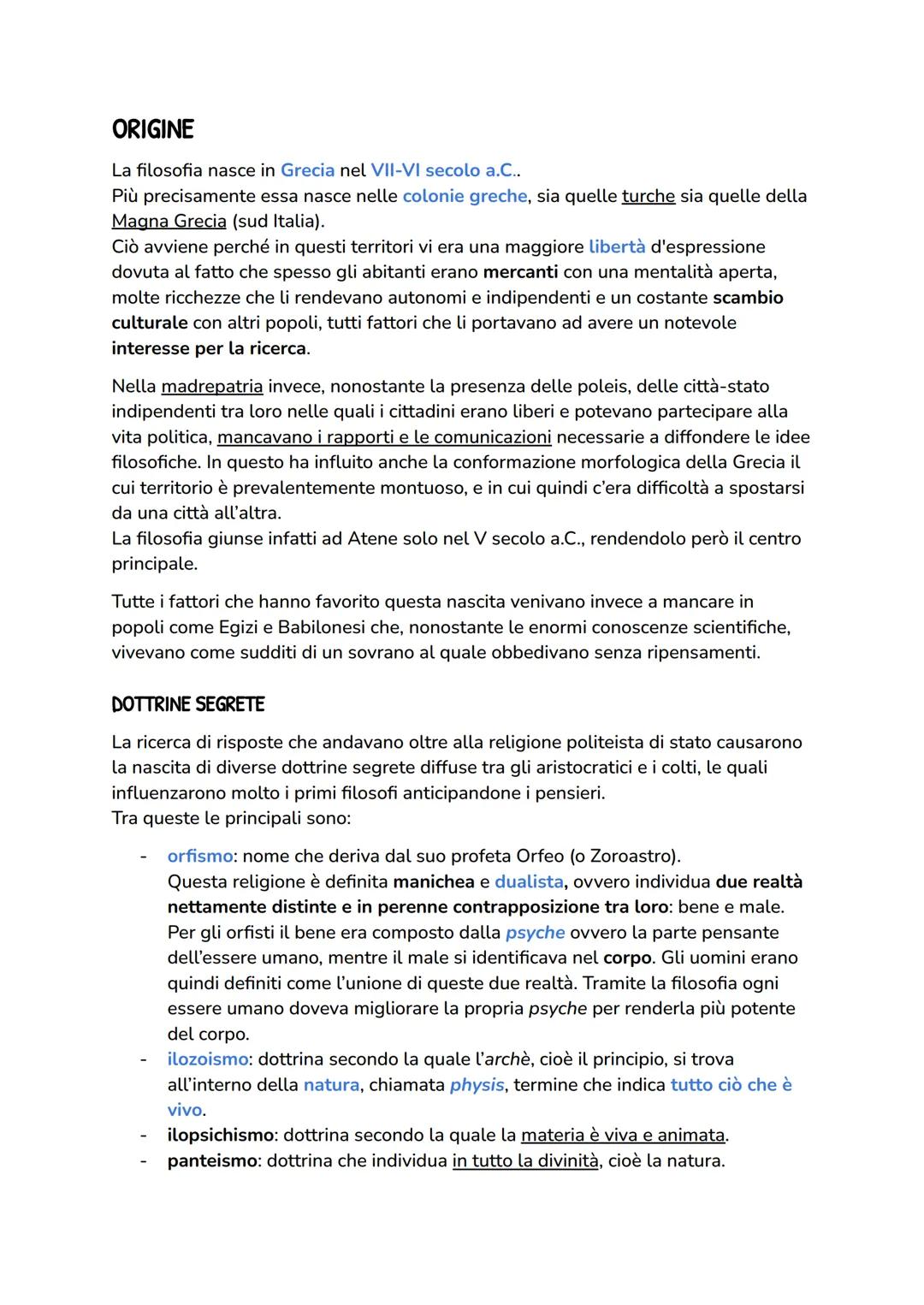 La FILOSOFIA
07/10/2023
DEFINIZIONE
Philosophia: parola d'origine greca formata da philo ovvero "tendere verso
qualcosa" e sophia cioè "sapi