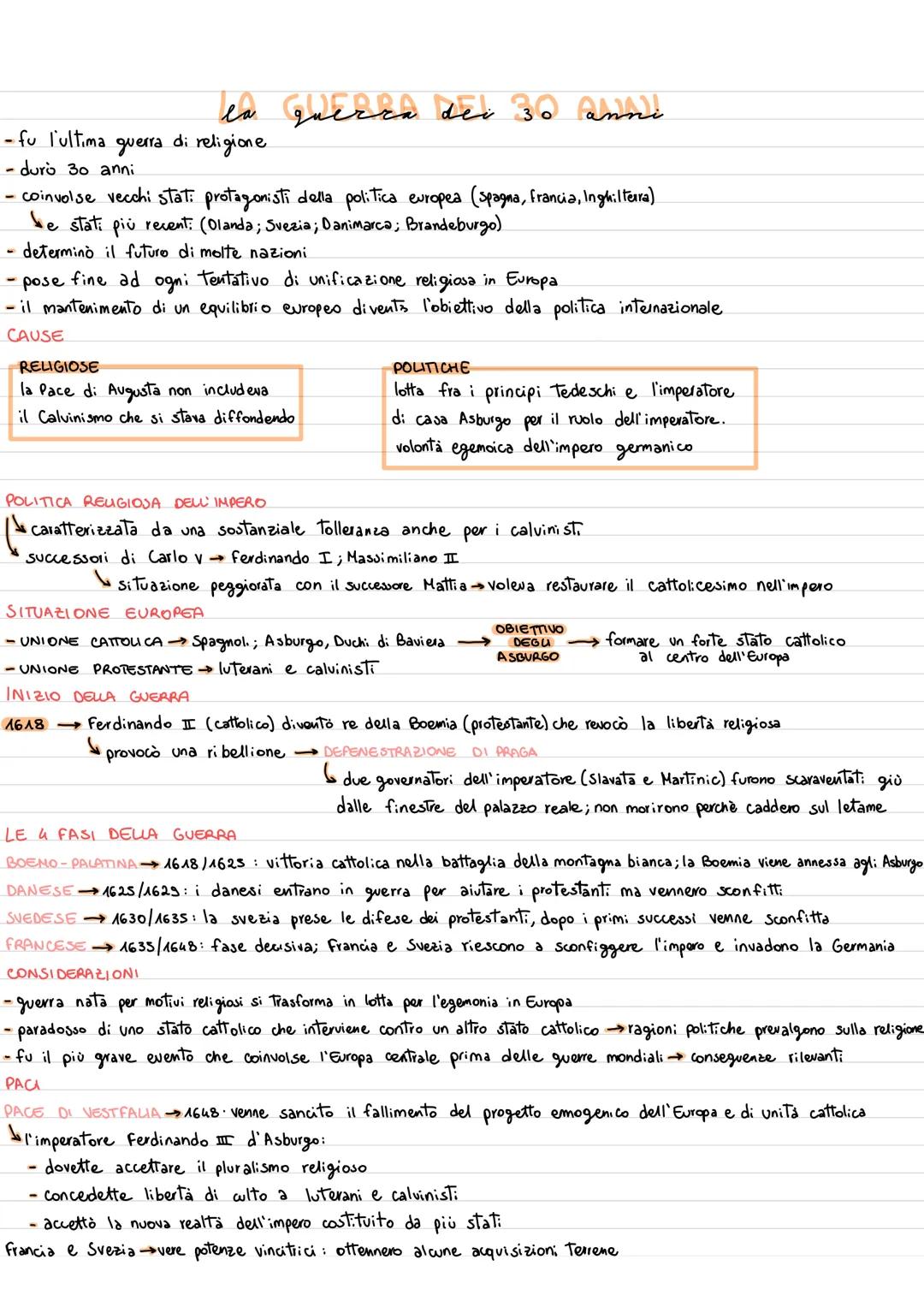 - fu l'ultima
guerra
la guerra dei 30
di religione
duro 30 anni
- coinvolse vecchi stati protagonisti della politica europea (spagna, franci