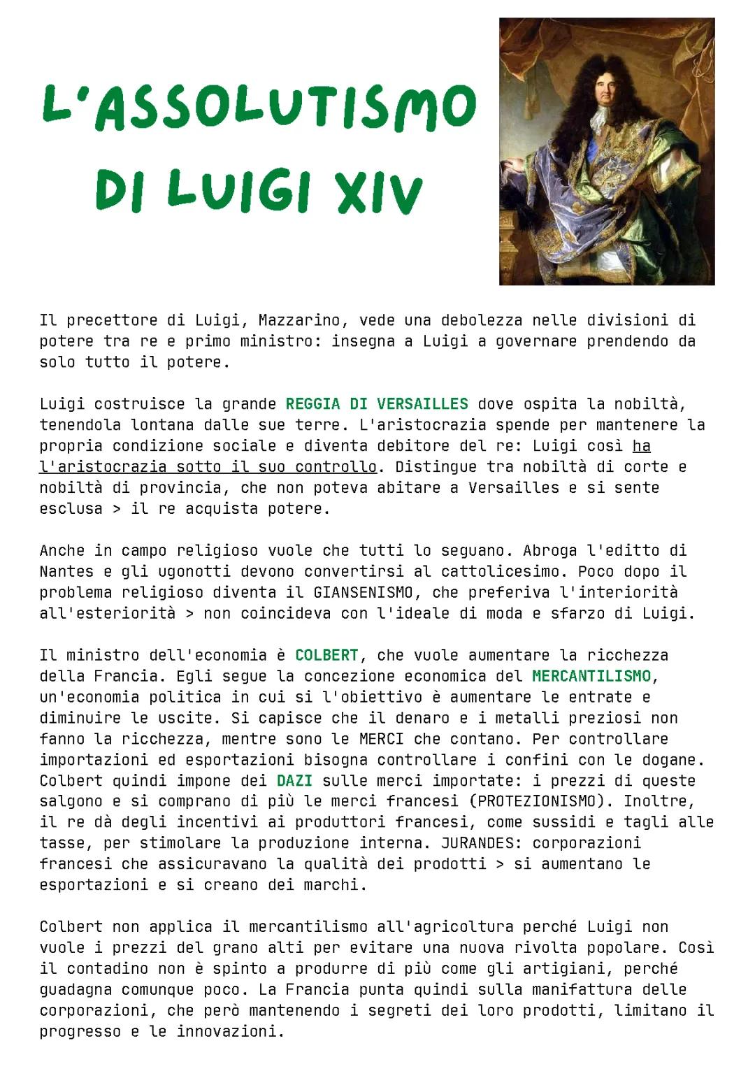 L'assolutismo di Luigi XIV: Riassunto Semplice e Curiosità su Versailles e Colbert