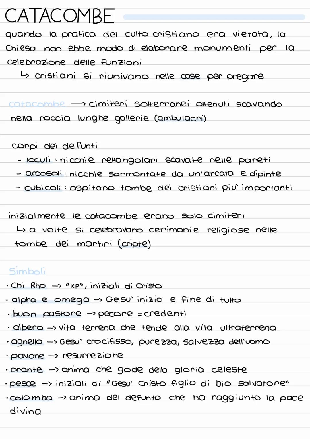 # CATACOMBE

quando la pratica del culto cristiano era vietata, la
Chiesa non ebbe modo di elaborare monumenti per la
celebrazione delle fun