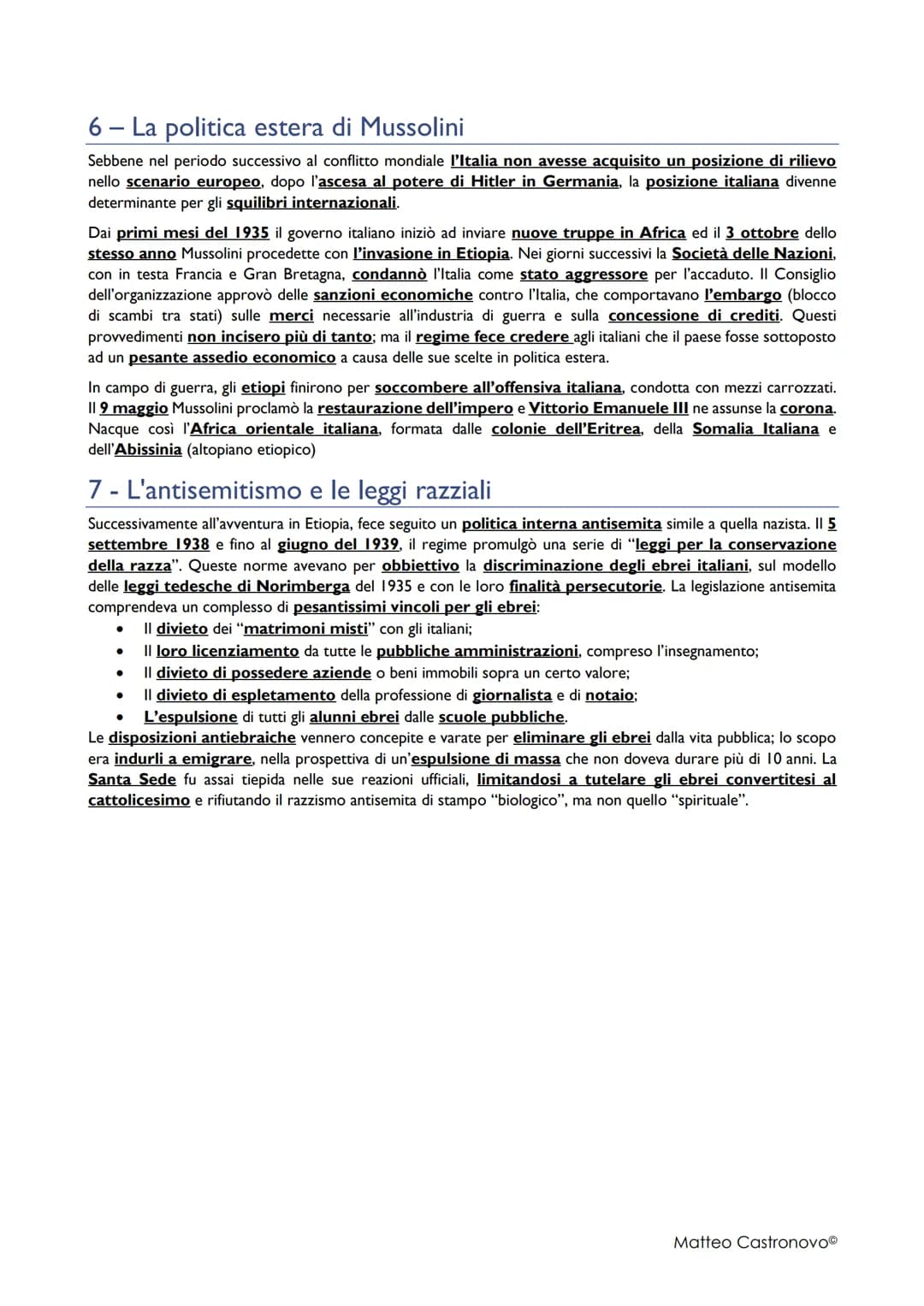 Il regime fascista di Mussolini
I - II movimento fascista
Nel marzo del 1919 a Milano, l'ex socialista Benito mussolini, aveva fondato i fas