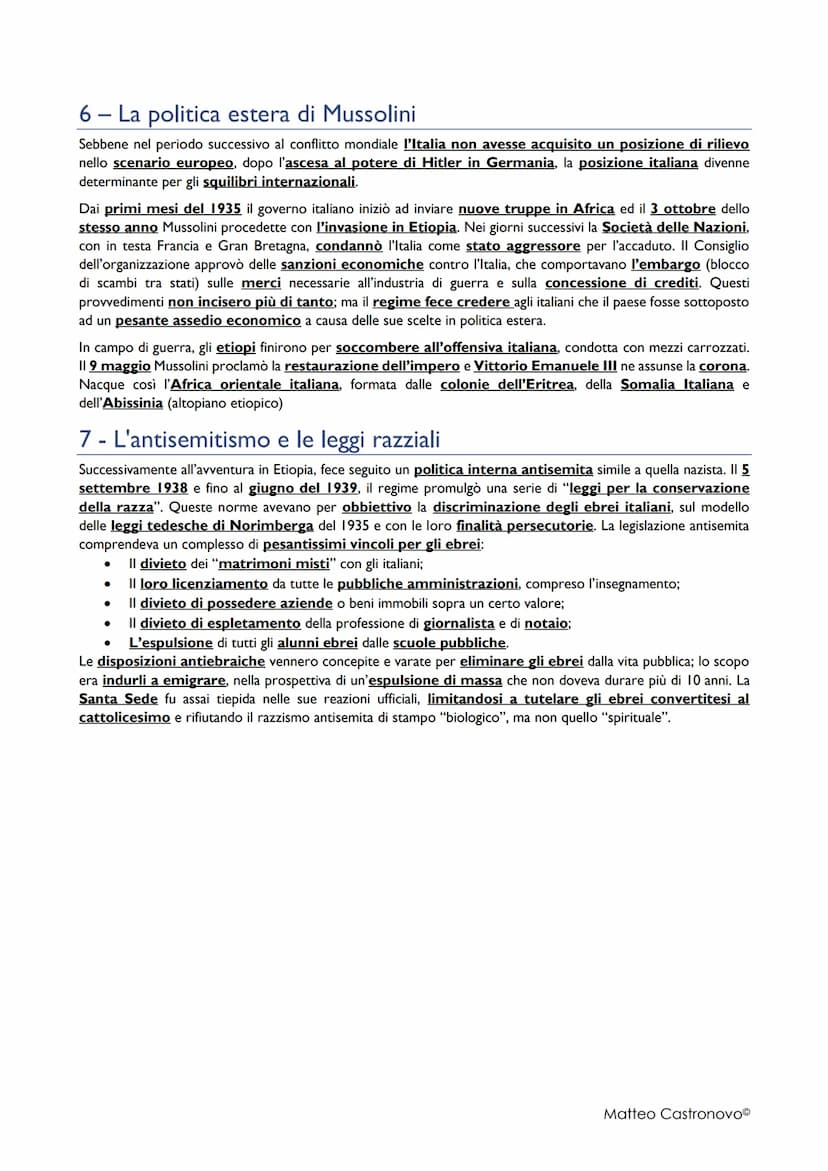 Il regime fascista di Mussolini
I - II movimento fascista
Nel marzo del 1919 a Milano, l'ex socialista Benito mussolini, aveva fondato i fas