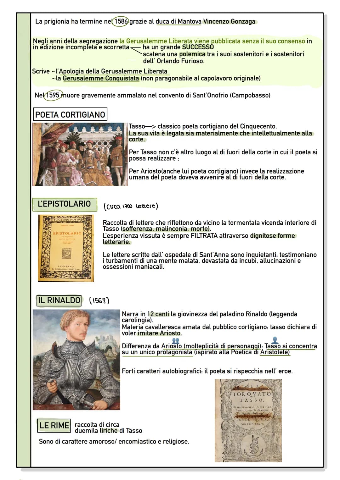 TORQUATO TASSO
Tasso nasce nel 1544 a Sorrento.
Padre
poeta
1557; si trasferisce con il padre ad Urbino ed entra in contatto con
un AMBIENTE