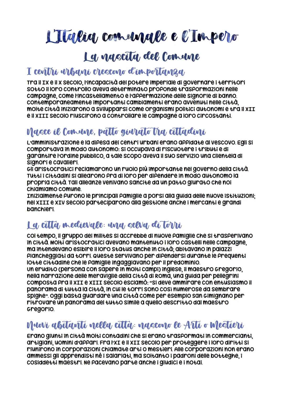 L'Italia comunale e l'Impero
La nascita del Comune
I centri urbani crescono d'importanza
Tra il IX e il X secolo, l'incapacità del potere im