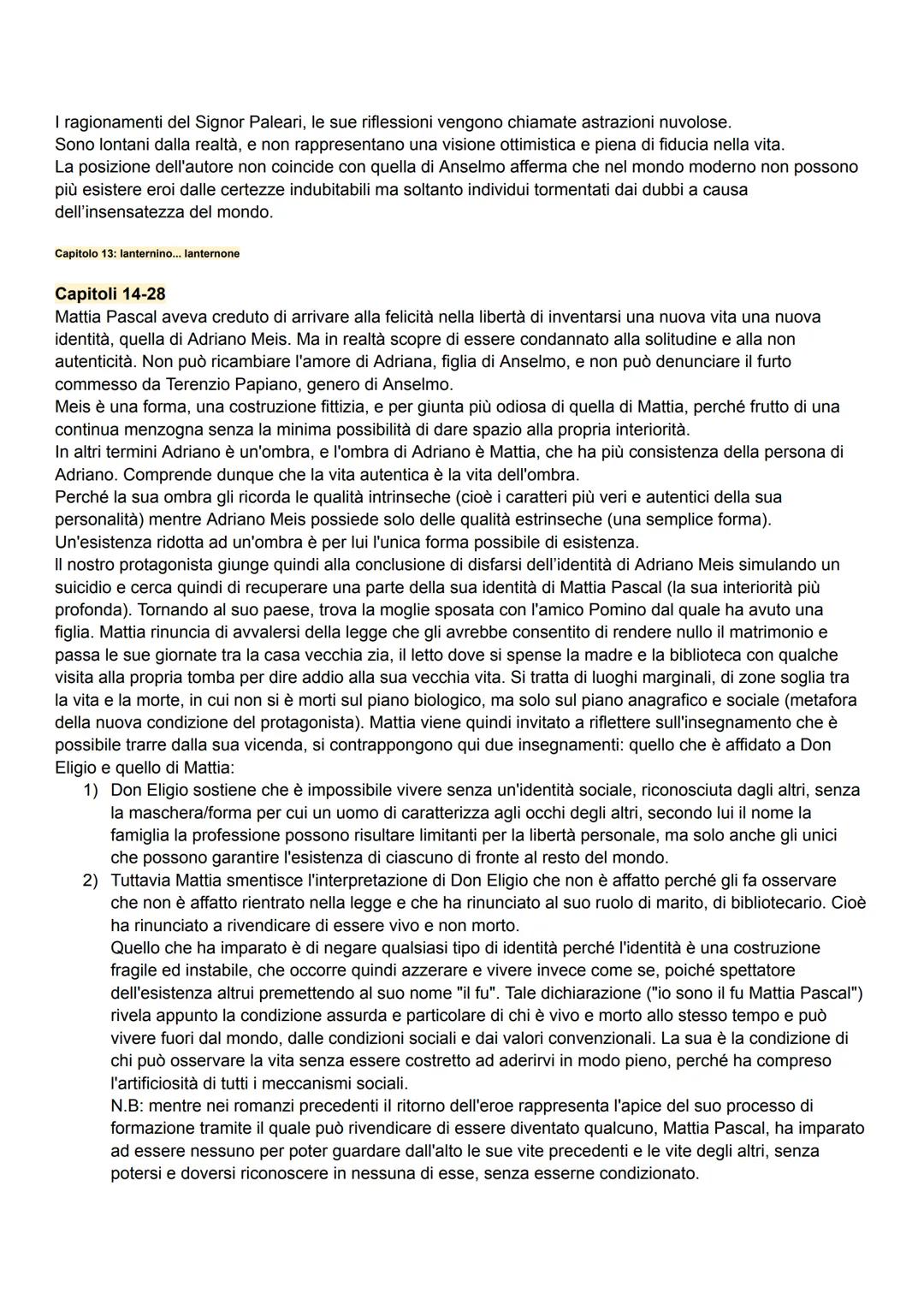 Produzione letteraria
IL FU MATTIA PASCAL
Novelle. "Novelle per un anno"
Romanzi: "| fu Mattia Pascal", "Nessuno e centomila", "I giganti de