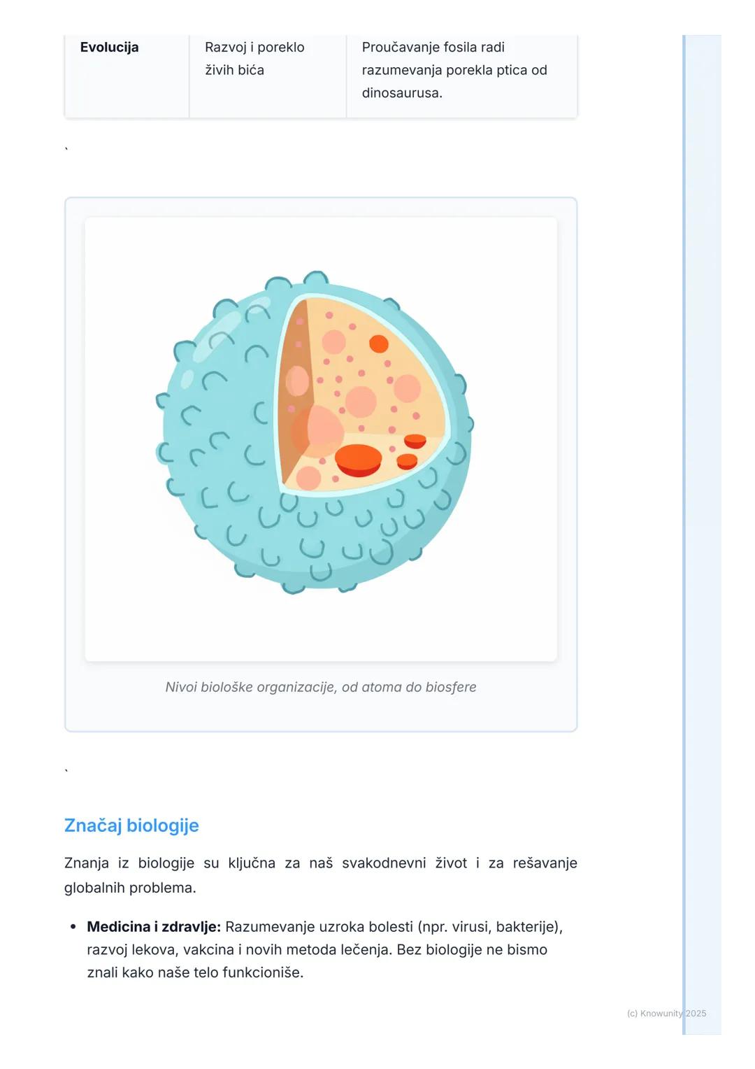 # Šta je biologija?

## Uvod u biologiju

Biologija je prirodna nauka koja se bavi proučavanjem života i živih
organizama. Sam naziv potiče 