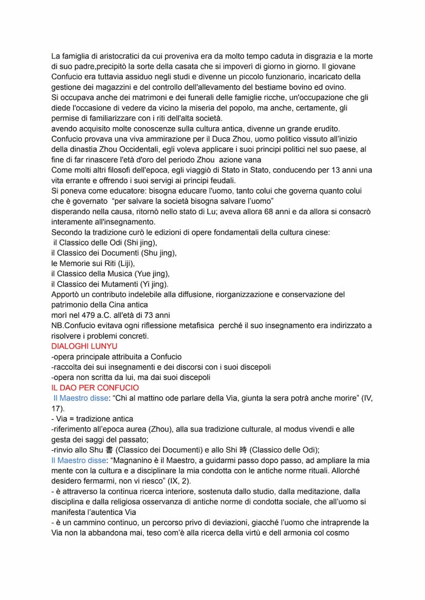 
<p>La filosofia cinese ha una natura pratica e si indirizza sia all'individuo che alle organizzazioni politiche. Il Confucianesimo consider