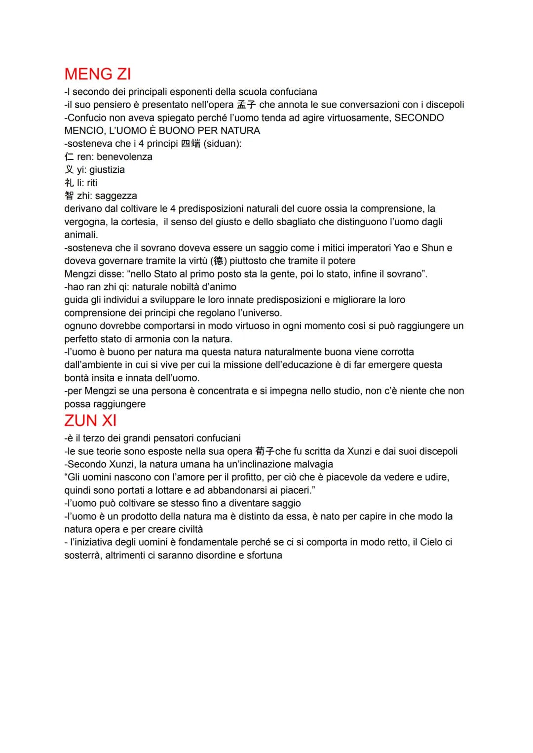 
<p>La filosofia cinese ha una natura pratica e si indirizza sia all'individuo che alle organizzazioni politiche. Il Confucianesimo consider