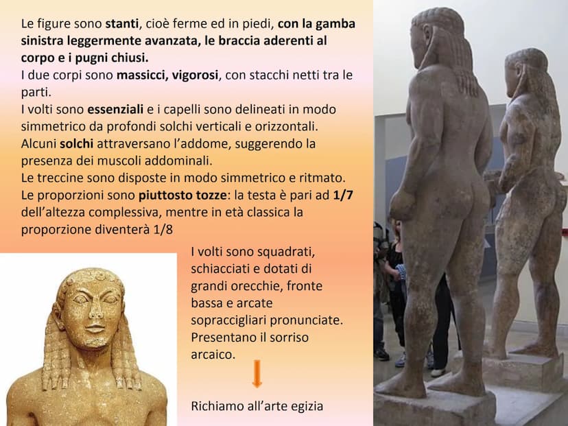 LA SCULTURA ARCAICA
https://www.youtube.com/watch?v=nNMktelyzSE Intorno alla metà del VIII sec. a.C. in Grecia, la grande statuaria monument