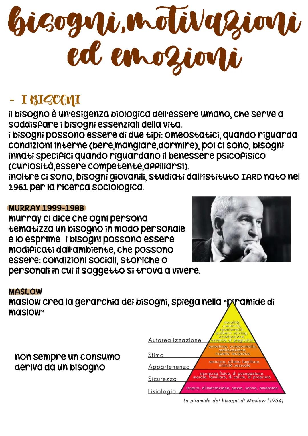 bisogni, motivazioni ed emozioni 