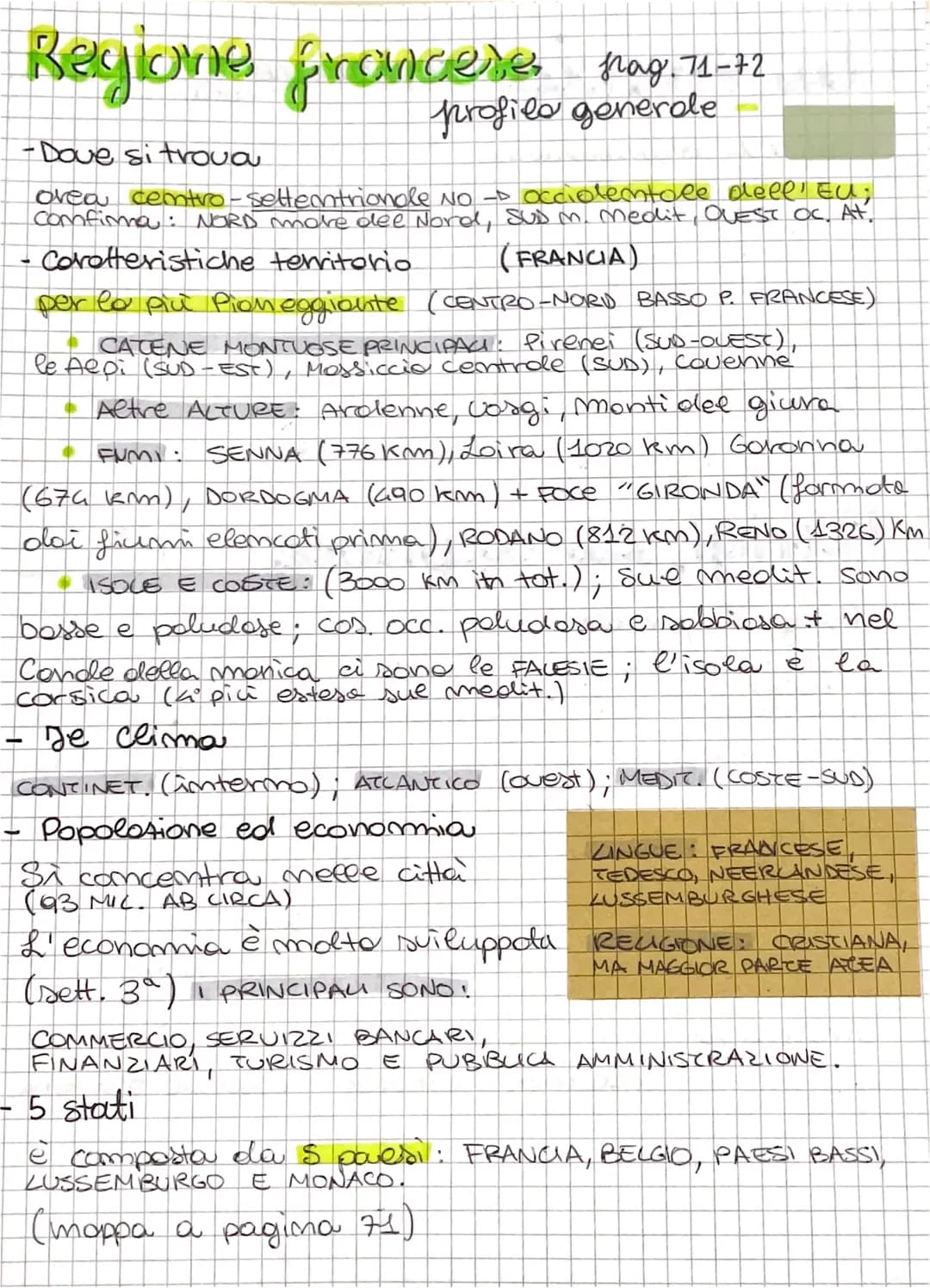 Regione franceses pag. 11-12
profilo generale
-Dove si trova
orea centro-settentrionale No -> Occiolentole dell' Eu,
Comfima: NORD more dee 