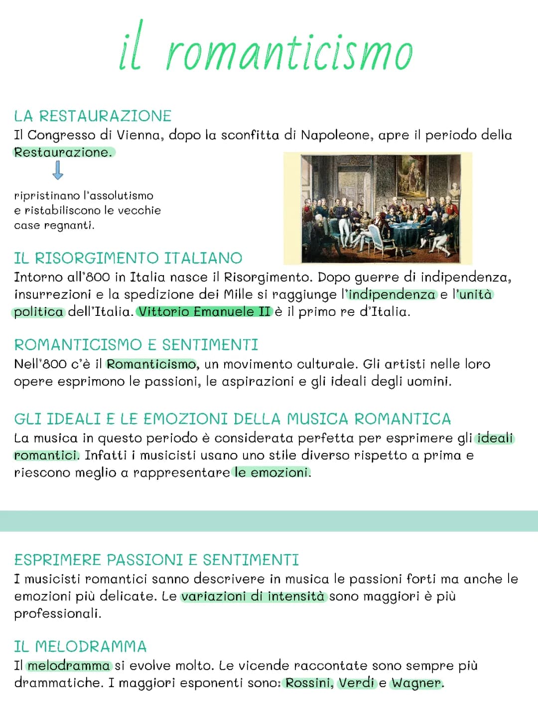 Il Romanticismo in Musica per la Terza Media: Schema, Riassunto e Mappa Concettuale