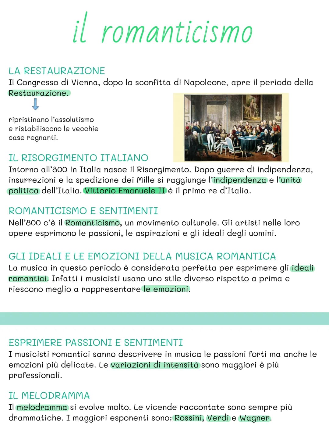 il romanticismo
LA RESTAURAZIONE
Il Congresso di Vienna, dopo la sconfitta di Napoleone, apre il periodo della
Restaurazione.
ripristinano l