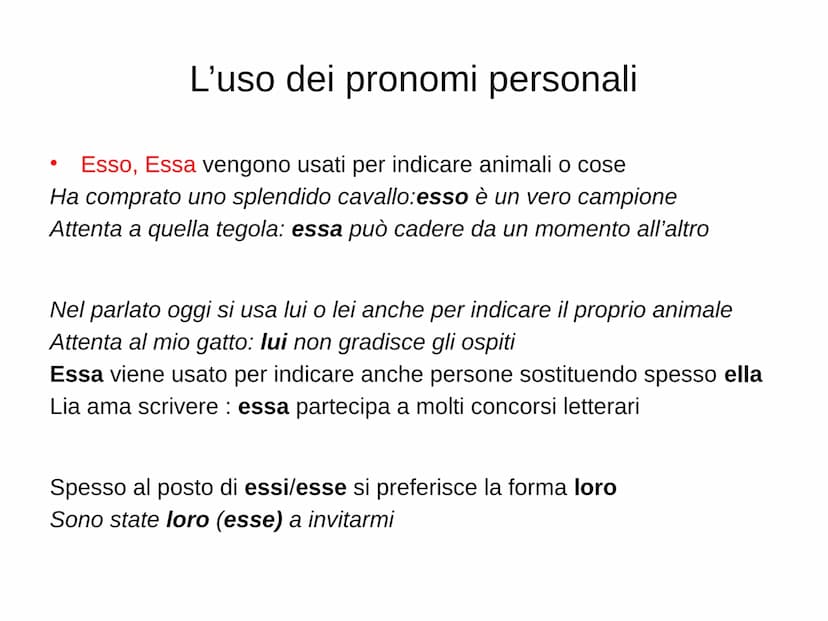 PARTE VARIABILE DEL DISCORSO
CHE SI USA AL POSTO DI UN'ALTRA PAROLA
E NE ASSUME LA FUNZIONE
SOGGETTO
sono
- IO
-TU
-EGLI
-NOI
-VOI
-ESSI
PER