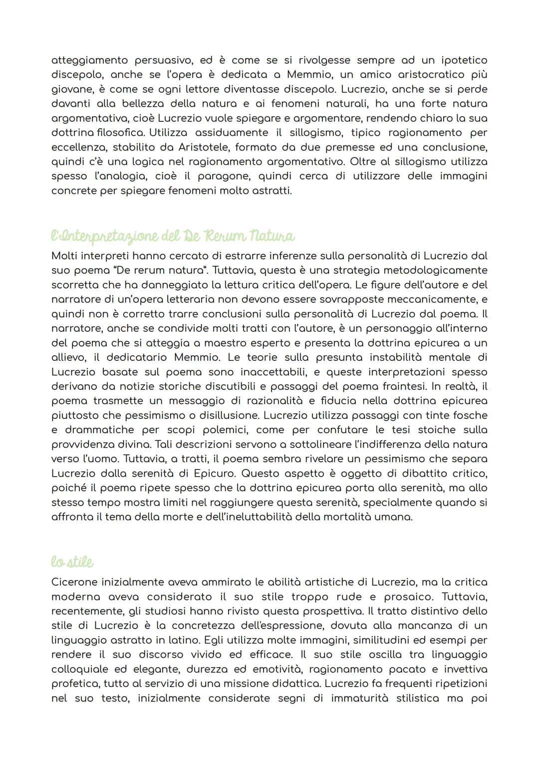 Lucrezio
la vita: una biografia incerta
Lucrezio nasce intorno al I secolo a.C., intorno al 96 a.C. e il 94 a.C., ed è incerto il
luogo di n
