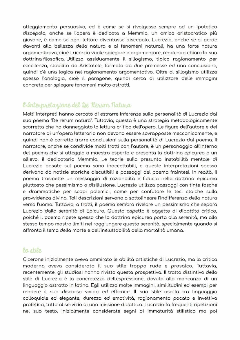 Lucrezio
la vita: una biografia incerta
Lucrezio nasce intorno al I secolo a.C., intorno al 96 a.C. e il 94 a.C., ed è incerto il
luogo di n