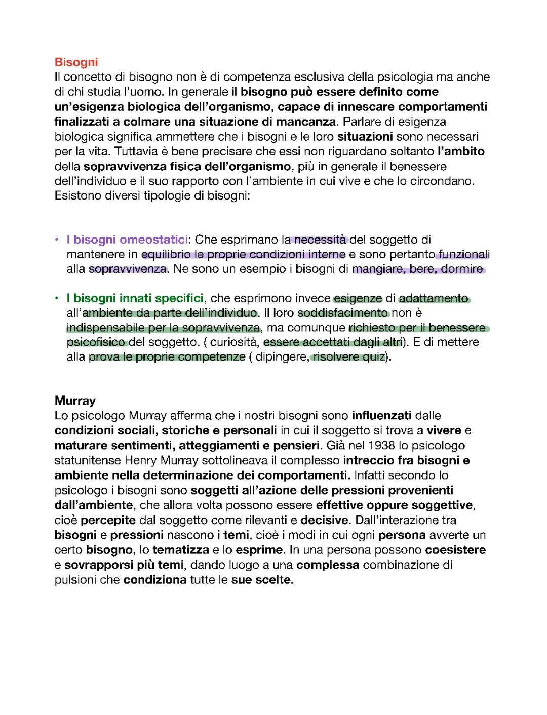 i bisogni, motivazioni,  emozioni 