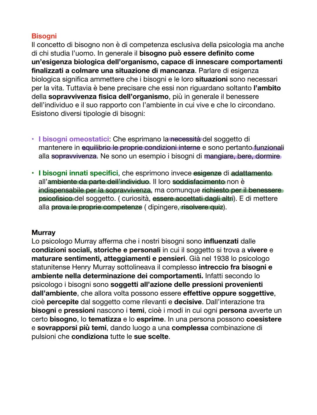 Bisogni
Il concetto di bisogno non è di competenza esclusiva della psicologia ma anche
di chi studia l'uomo. In generale il bisogno può esse