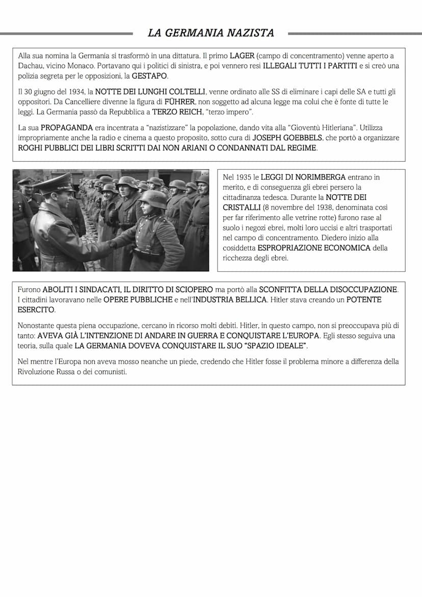 L'ASCESA DEL NAZISMO
Successivamente alla conclusione della PRIMA GUERRA MONDIALE, la
Germania entra in uno Stato di forte crisi: non poteva