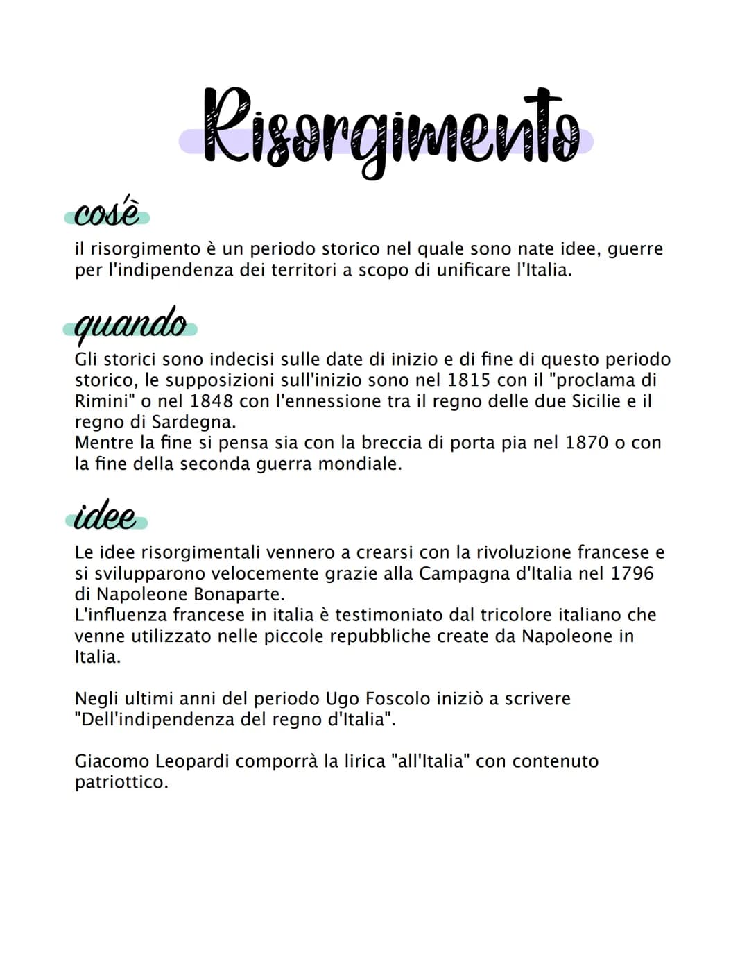 Risorgimento
cosé
il risorgimento è un periodo storico nel quale sono nate idee, guerre
per l'indipendenza dei territori a scopo di unificar