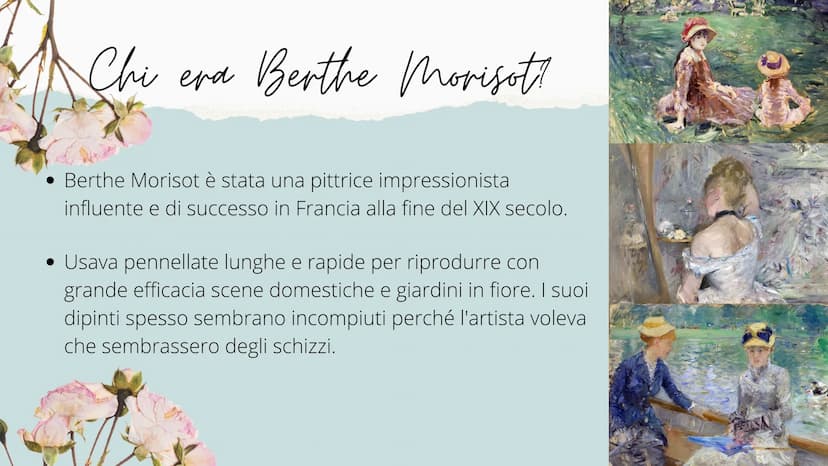 "La lecture"
di Berthe Morisot Chi era Berthe Morisoti
Berthe Morisot è stata una pittrice impressionista
influente e di successo in Francia