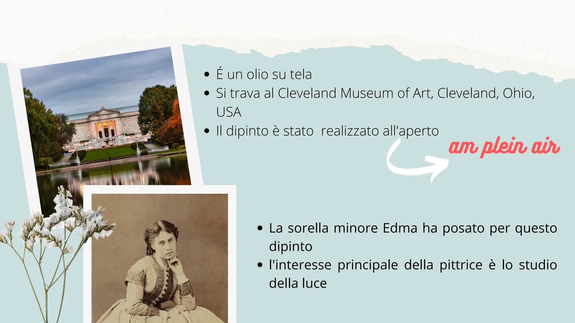 "La lecture"
di Berthe Morisot Chi era Berthe Morisoti
Berthe Morisot è stata una pittrice impressionista
influente e di successo in Francia