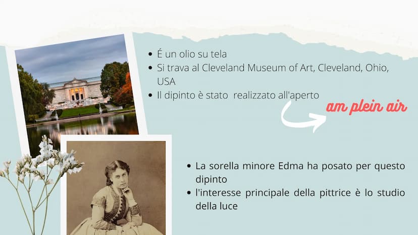 "La lecture"
di Berthe Morisot Chi era Berthe Morisoti
Berthe Morisot è stata una pittrice impressionista
influente e di successo in Francia
