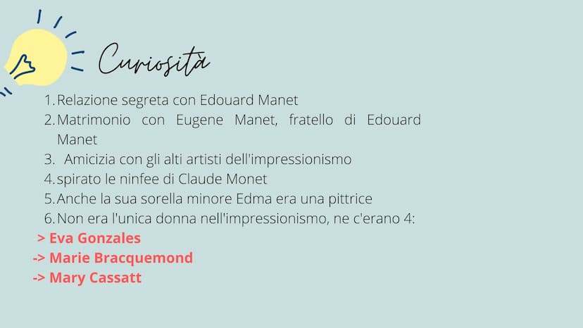 "La lecture"
di Berthe Morisot Chi era Berthe Morisoti
Berthe Morisot è stata una pittrice impressionista
influente e di successo in Francia