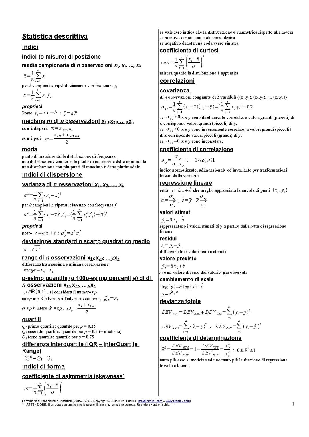 statistica formulario