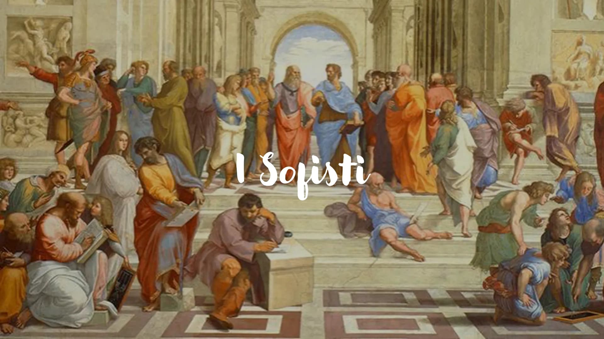 641 Sofisti Introduzione ai
Sofisti
I Sofisti sono stati un gruppo di filosofi
greci che vissero tra il V e IV secolo a.C. La
loro fama deri