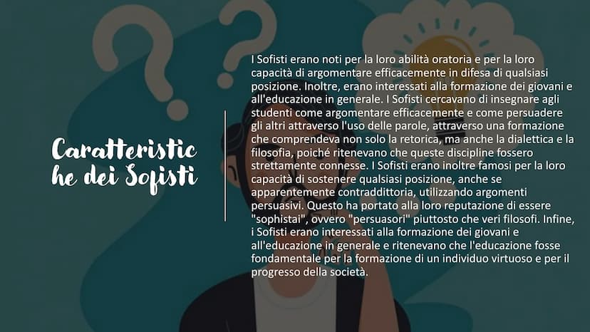 641 Sofisti Introduzione ai
Sofisti
I Sofisti sono stati un gruppo di filosofi
greci che vissero tra il V e IV secolo a.C. La
loro fama deri