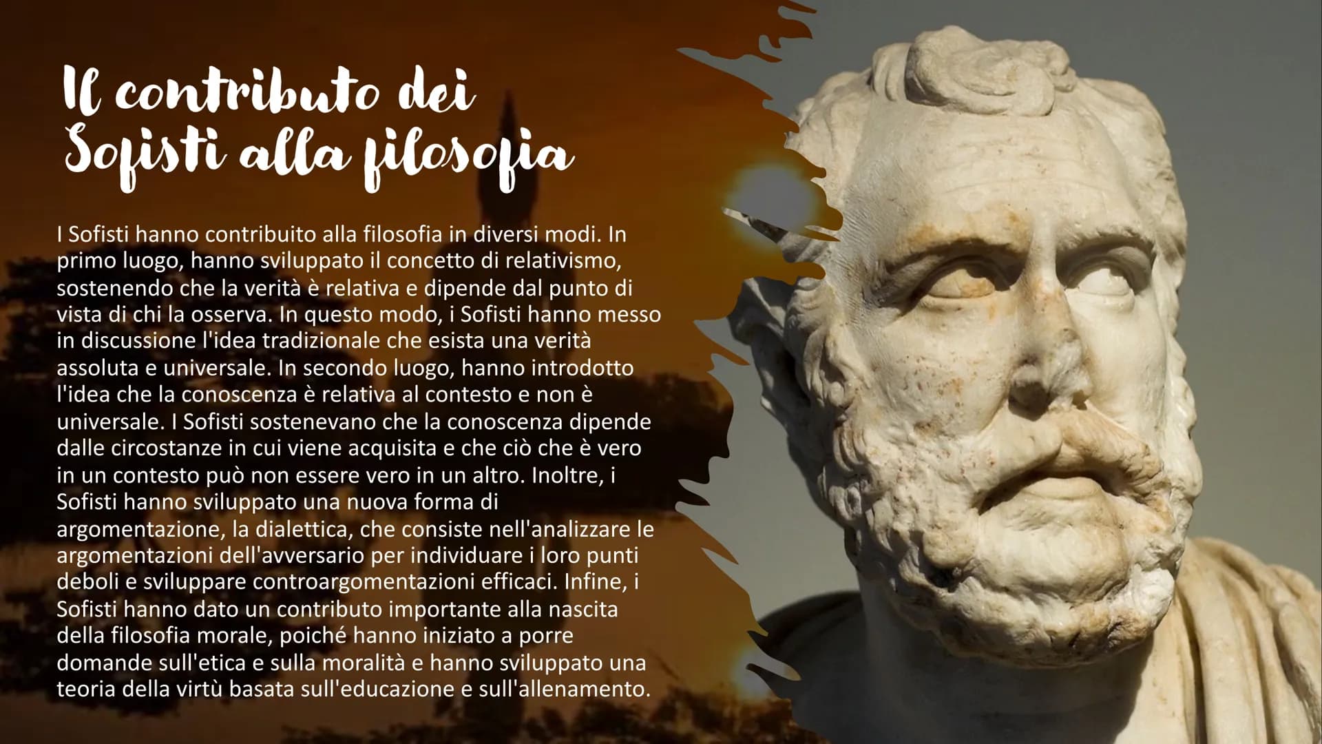 641 Sofisti Introduzione ai
Sofisti
I Sofisti sono stati un gruppo di filosofi
greci che vissero tra il V e IV secolo a.C. La
loro fama deri