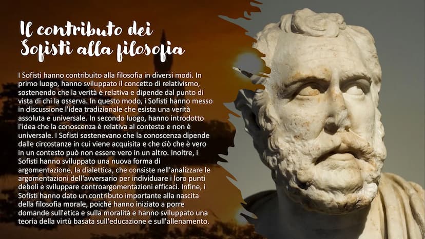 641 Sofisti Introduzione ai
Sofisti
I Sofisti sono stati un gruppo di filosofi
greci che vissero tra il V e IV secolo a.C. La
loro fama deri