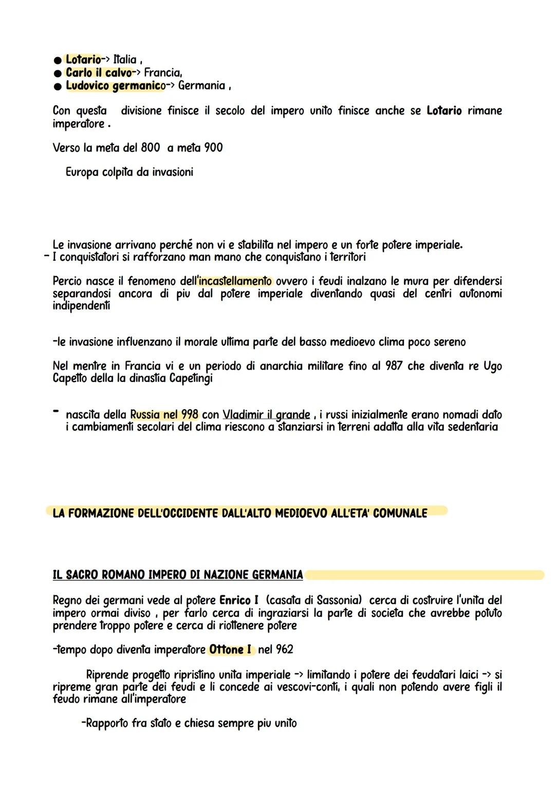 Premessa:
l'impero romano si sgretola a causa delle continue lotte tra barbari e impero romano
causate anche da religioni
Inizia l'Alto medi