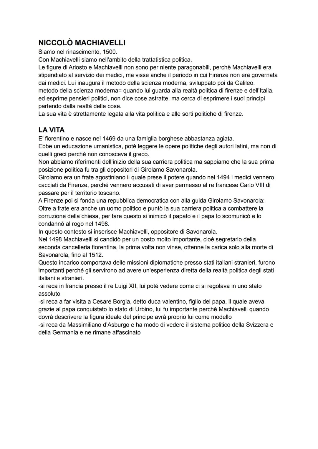 NICCOLÒ MACHIAVELLI
Siamo nel rinascimento, 1500.
Con Machiavelli siamo nell'ambito della trattatistica politica.
Le figure di Ariosto e Mac