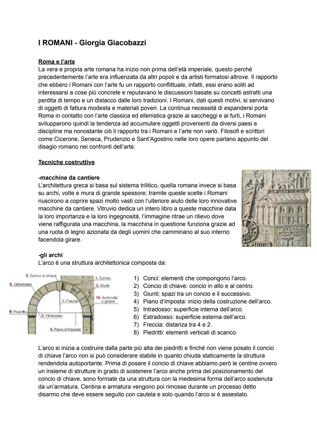6. Estradosso
I ROMANI - Giorgia Giacobazzi
9. Piedritto,
Roma e l'arte
La vera e propria arte romana ha inizio non prima dell'età imperiale