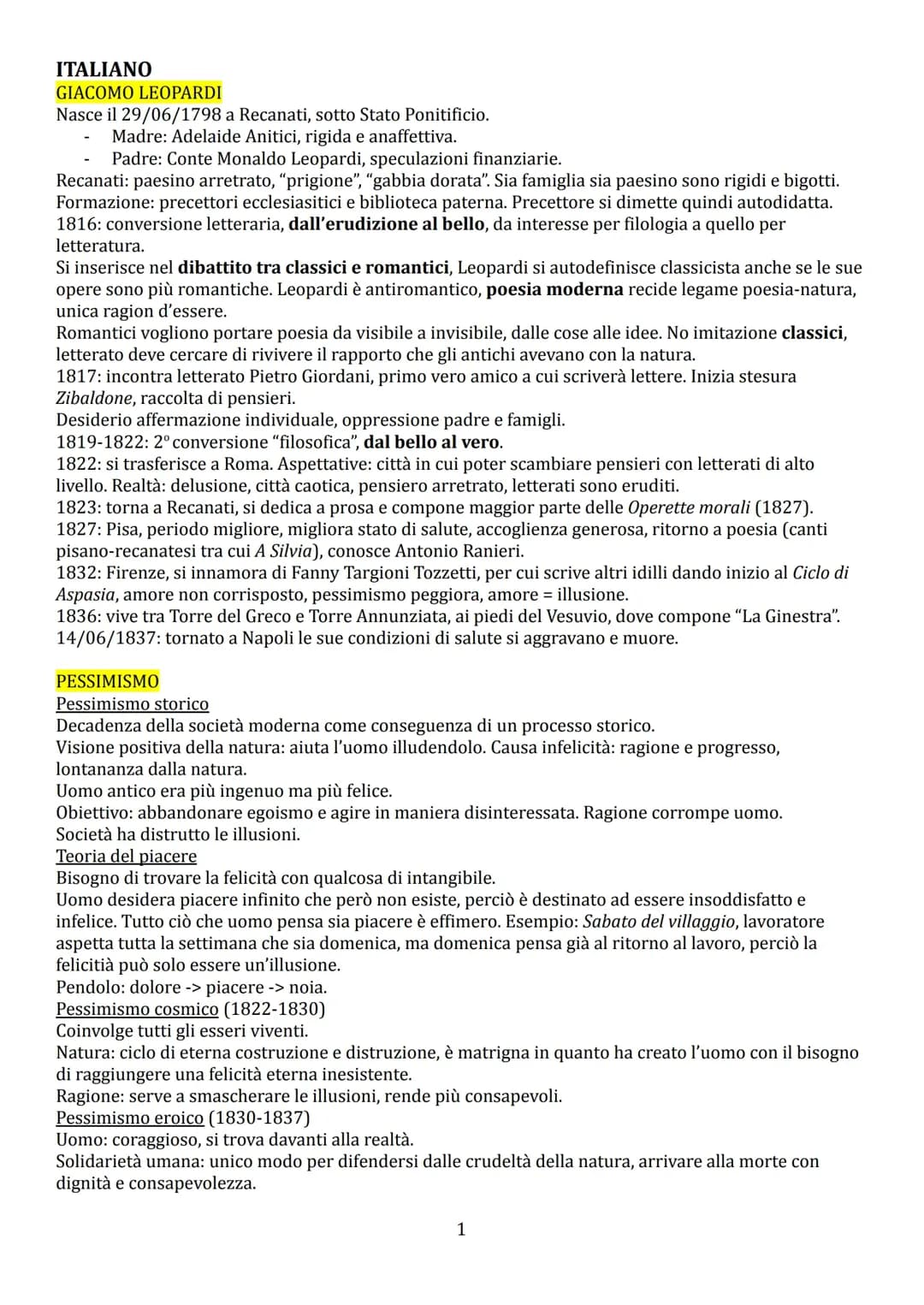 ITALIANO RIASSUNTO PROGRAMMA QUINTA
