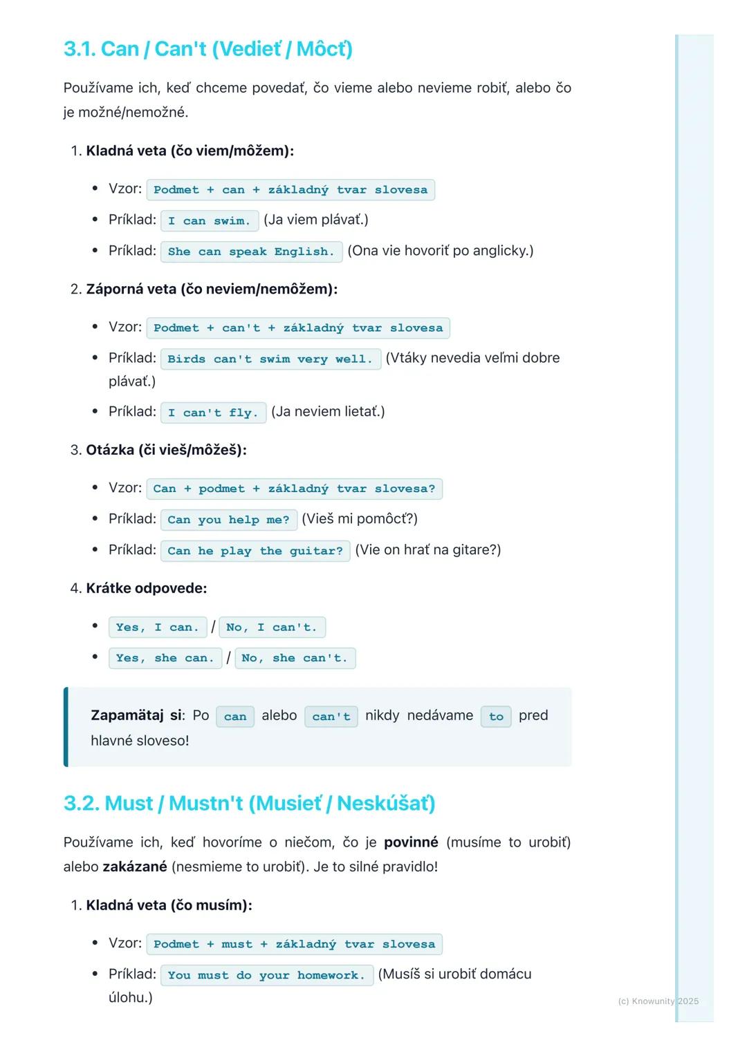# Modálne slovesá (Can, Must, 
Should)

1. Prehľad modálnych slovies

Dnes sa budeme učiť o špeciálnych slovesách v angličtine, ktoré sa vol